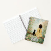 Carnet Fille et chat dans un jardin printanier (Intérieur)