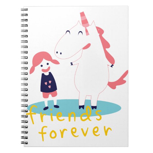 Carnet Fille et licorne meilleur ami (Devant)