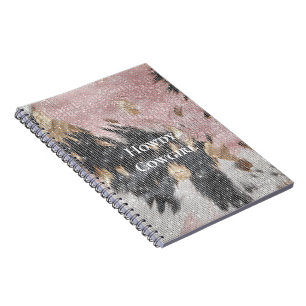 Carnet Fille étincelante rose Noir Or Cowgirl Cowhide