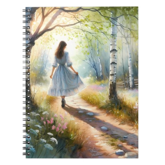 Carnet Fille Fantaisiste Dançant à Travers une Forêt de B (Devant)