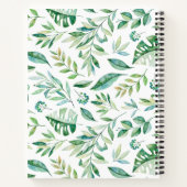 Carnet Fille Feuille Motif de verdure Monogramme Nom (Dos)