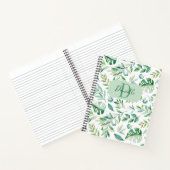 Carnet Fille Feuille Motif de verdure Monogramme Nom (Intérieur)
