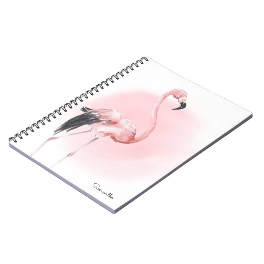 Carnet Fille Flamant rose rose tropicale avec nom (Côté gauche)