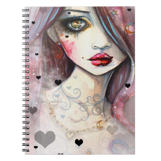 Carnet Fille gothique avec cœurs Art (Devant)