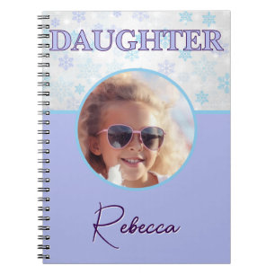 Carnet Fille Hiver Gelée Flocon de neige Pastel Nom photo