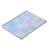 Carnet Fille holographique scintillement opale irisé mono (Côté gauche)