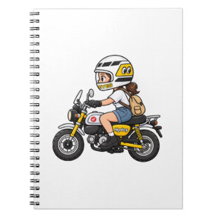 Carnet Fille Mignonne à Moto – Dessin Animé de Mini Moto