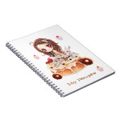 Carnet Fille mignonne de chibi s'asseyant sur un petit (Côté Droit)