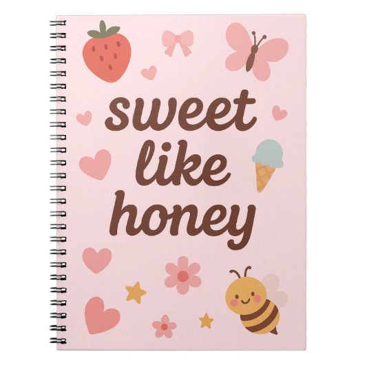 Carnet Fille Mignonne Rose Kawaii – Design Mignon (Devant)