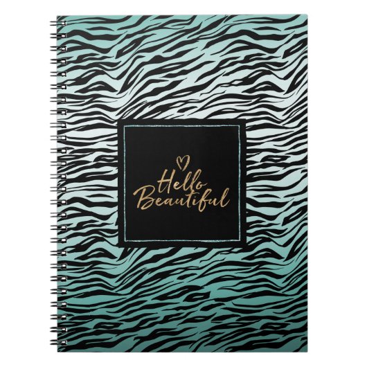 Carnet Fille Mint Black Zebra Imprimer Ombre Bonjour bell (Devant)