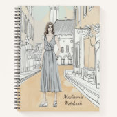 Carnet Fille moderne Aquarelle Mode Nom personnalisé (Devant)