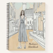 Carnet Fille moderne Aquarelle Mode Nom personnalisé (Devant)