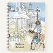 Carnet Fille moderne Aquarelle Paris Nom personnalisé (Devant)