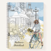 Carnet Fille moderne Aquarelle Paris Nom personnalisé (Devant)