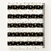 Carnet Fille moderne Black Stripe Gold Stars Monogramme (Dos)