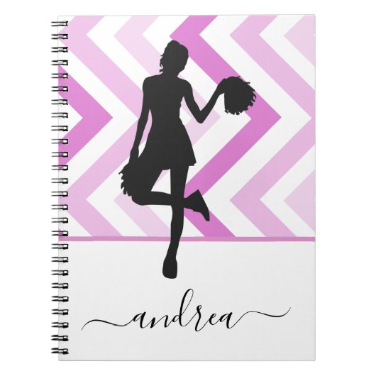 Carnet Fille moderne Cheer rose Pom-pom girl mignonne Nom (Devant)