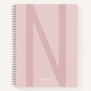 Carnet Fille Moderne Personnalisé Grand Nom Initial Rose