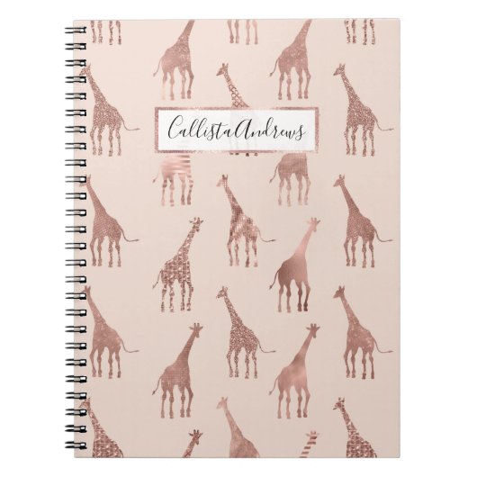 Carnet Fille moderne Rose Or Blush Giraffes rose (Devant)