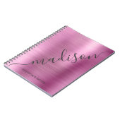 Carnet Fille Moderne Soft rose Metal Signature Monogramme (Côté gauche)