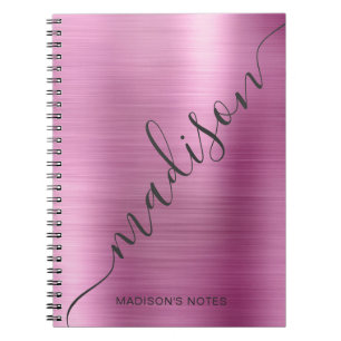 Carnet Fille Moderne Soft rose Metal Signature Monogramme