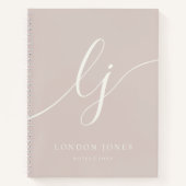 Carnet Fille Monogramme Calligraphie Rose rose ivoire ini (Devant)