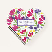 Carnet Fille Monogramme Fleurs de jardin rose violet jaun (Devant)