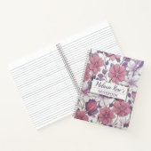 Carnet Fille Monogramme Motif Floral Nom personnalisé (Intérieur)