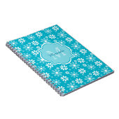 Carnet Fille Monogramme Turquoise Daisy Fleurs Avec Nom (Côté Droit)