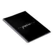 Carnet Fille Noir Moderne Script Monogramme Nom (Côté Droit)