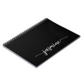 Carnet Fille Noir Moderne Script Monogramme Nom Noteb (Côté gauche)