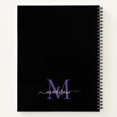 Carnet Fille Noir Violet Violet Monogramme Nom du script (Dos)
