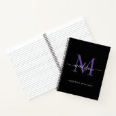 Carnet Fille Noir Violet Violet Monogramme Nom du script (Intérieur)