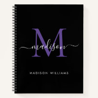 Fille Noir Violet Violet Monogramme Nom du script