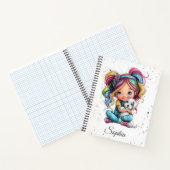 Carnet Fille originale mignonne aquarelle avec chiot (Intérieur)