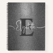 Carnet Fille Parties scintillant Argent Nom du monogramme (Devant)