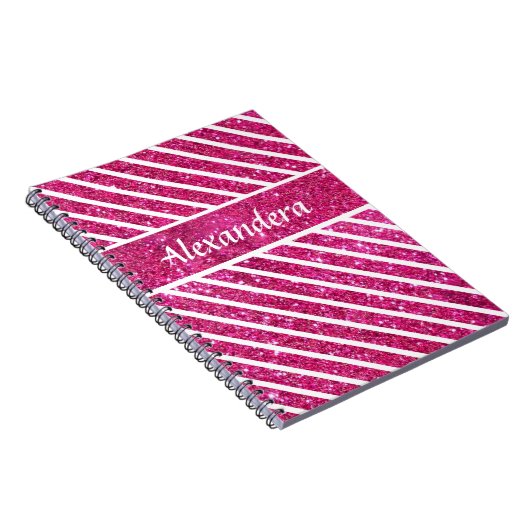 Carnet Fille Parties scintillant rose et Script blanc Gla (Côté Droit)