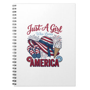 Carnet Fille patriotique America Eté Vintage T-Shirt Desi