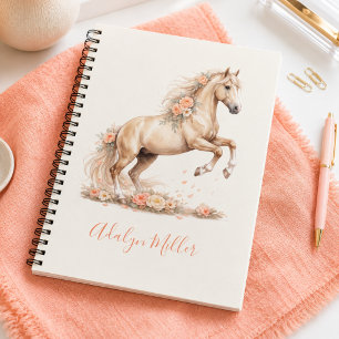 Carnet Fille Peach Cheval Fantaisie Personnalisé