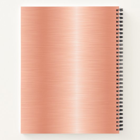 Carnet Fille Pêcher Brossé Métal Nom Script Monogrammé (Dos)