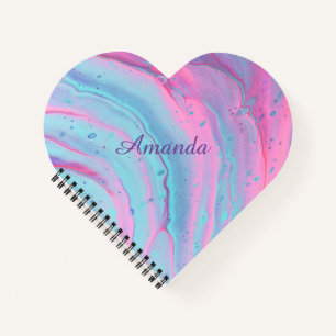 Carnet Fille Personnalisée rose et perruques bleues forme