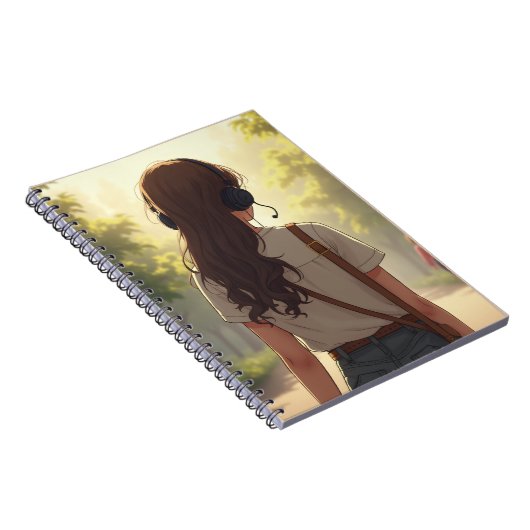 Carnet Fille portant un casque émotionnel note (Côté Droit)