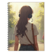 Carnet Fille portant un casque émotionnel note (Devant)