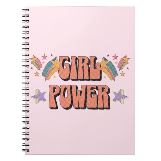 Carnet Fille Power conception de texte avec étoiles (Devant)