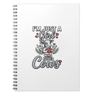 Carnet Fille qui aime les vaches Design de chemise de vac