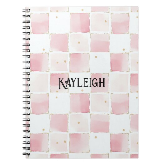 Carnet Fille Rose Blanc Chic Carrés (Devant)