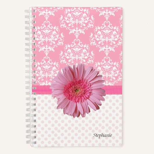 Carnet Fille rose et blanc Damas (Recto)