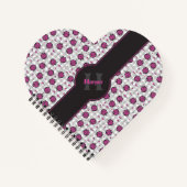 Carnet Fille rose et noir Ladybugs gris En vichy coeur (Devant)