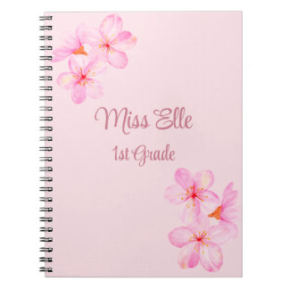 Carnet Fille rose floral personnalisé