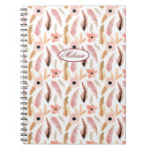 Carnet Fille rose florale Aquarelle Motif Nom Script (Devant)