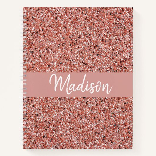 Carnet Fille Rose Gold Parties scintillant Étincelle Nom  (Devant)